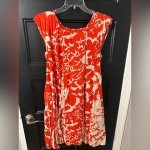Maeve Red and Cream Printed knee length Dress